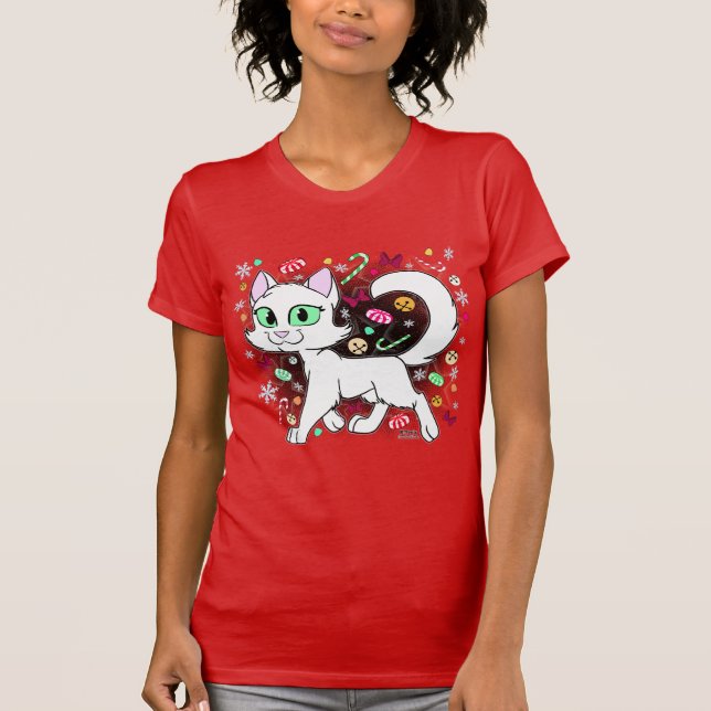 Christmas Cat T-Shirt (Red) (Front)