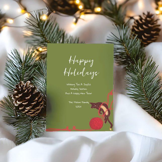 Christmas Cat Tangle – Festive Kitty Playtime Holiday Card (Creator Uploaded)