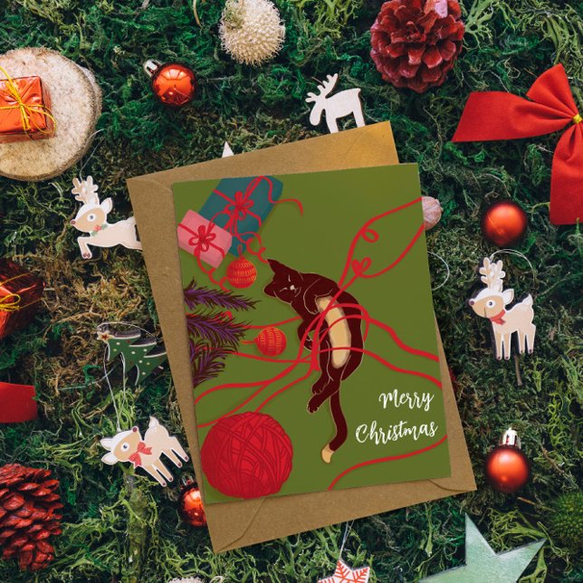 Christmas Cat Tangle – Festive Kitty Playtime Postcard (Creator Uploaded)
