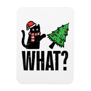 Christmas Cat Tipping Xmas Tree Funny Magnet
