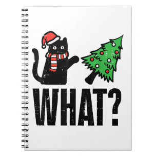 Christmas Cat Tipping Xmas Tree Funny Notebook