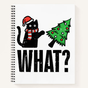 Christmas Cat Tipping Xmas Tree Funny Notebook