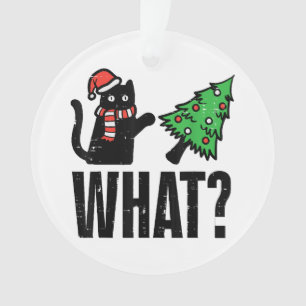 Christmas Cat Tipping Xmas Tree Funny Ornament