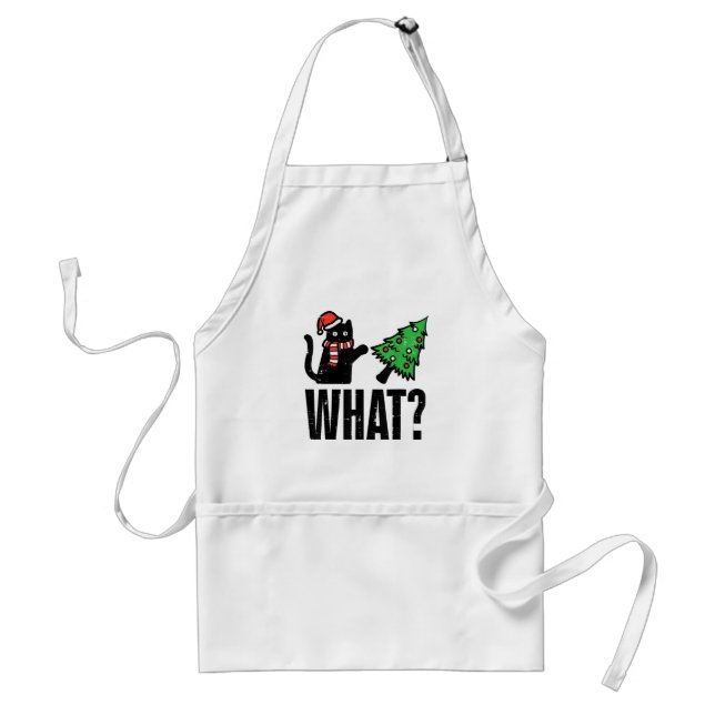 Christmas Cat Tipping Xmas Tree Funny Standard Apron (Front)