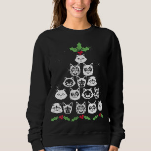 Christmas Cat Tree Funny Xmas Kitty Novelty Sweatshirt