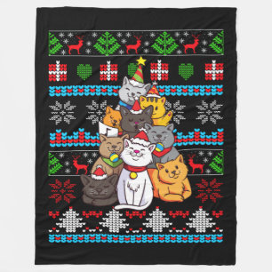 Christmas Cat Tree Gift Fleece Blanket
