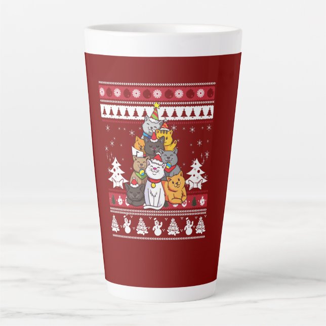 Christmas Cat Tree Latte Mug (Front)
