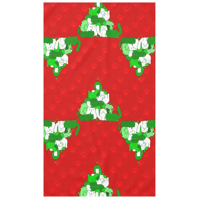 christmas cat tree paw print  tablecloth (Front)