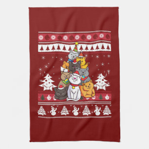 Christmas Cat Tree Tea Towel