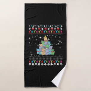 Christmas Cat Tree Ugly Christmas Bath Towel