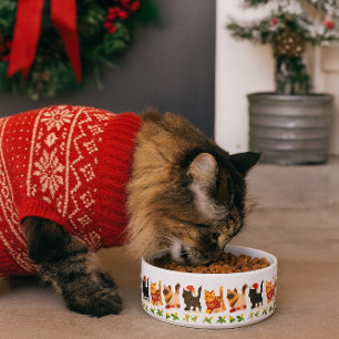 Christmas Cat Trio with Holly Trail Bowl
