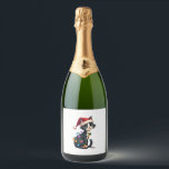 Christmas Cat Tuxedo black cat xmas lights kitty c Sparkling Wine Label<br><div class="desc">Christmas Cat Tuxedo black cat xmas lights kitty cute (2)</div>