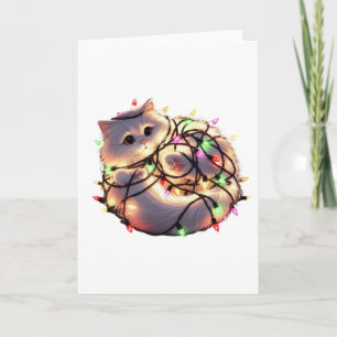 Christmas Cat with Christmas Lights Card