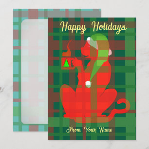 Christmas Cat with Mug, Red, personalise it Invitation