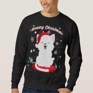 Christmas Cat With Santa Hat Cute Kitty In Winter Sweatshirt