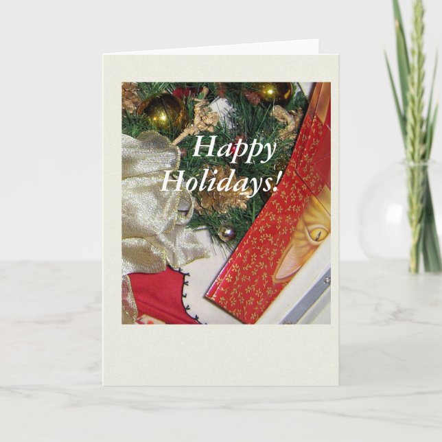 Christmas Cat Wrap Holiday Card (Front)