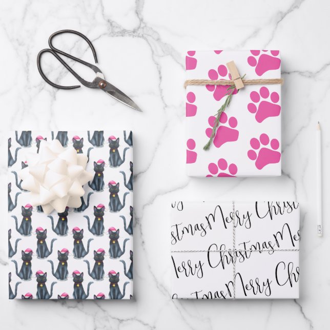 Christmas Cat Wrapping Wrapping Paper Sheet (Front)