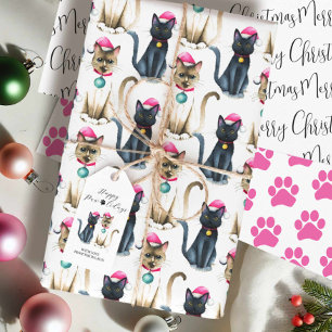 Christmas Cat Wrapping Wrapping Paper Sheet