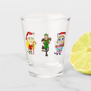 Christmas Catgirls Shot Glass