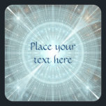 Christmas Cathedral Window Square Sticker<br><div class="desc">Abstract illustration in shape of window of a gothic cathedral. The living energy of the Universe and God emanates from the symmetry and the light of this image. It suggests the Christian and catholic spirit. Blue bright lights also remind to Christmas atmosphere.</div>