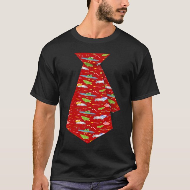 Christmas Cats And Dogs From Space With Aliens Fak T-Shirt (Front)