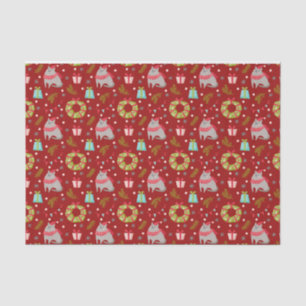 Christmas Cats and Festive Decorations Red Tissue Paper