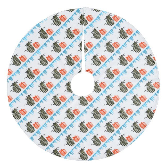Christmas Cats and Presents Fleece Tree Skirt (Front)