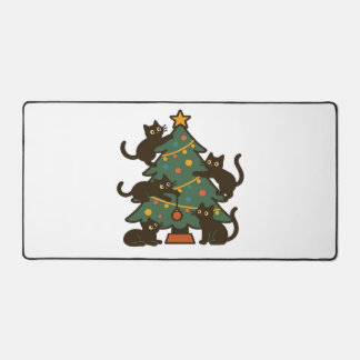 Christmas Cats Around The Tree Holiday Classic Desk Mat