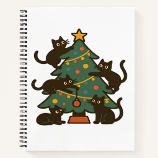 Christmas Cats Around The Tree Holiday Classic Notebook