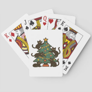 Christmas Cats Around The Tree Holiday Classic Playing Cards