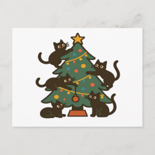 Christmas Cats Around The Tree Holiday Classic Postcard