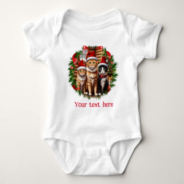 Christmas Cats Baby Bodysuit (Front)