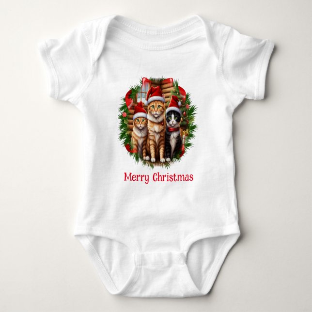 Christmas Cats Baby Bodysuit (Front)