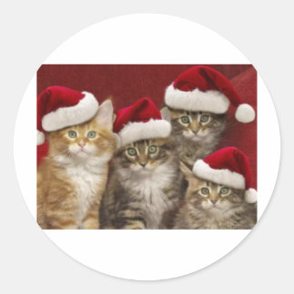 Christmas cats classic round sticker