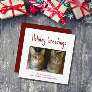 Christmas Cats Festive Red Typography   Holiday Card