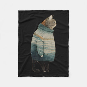 Christmas Cats Fun Kitten Pet Fat Grey Cat In  Fleece Blanket