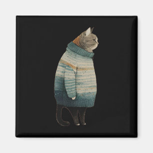 Christmas Cats Fun Kitten Pet Fat Grey Cat In Magnet