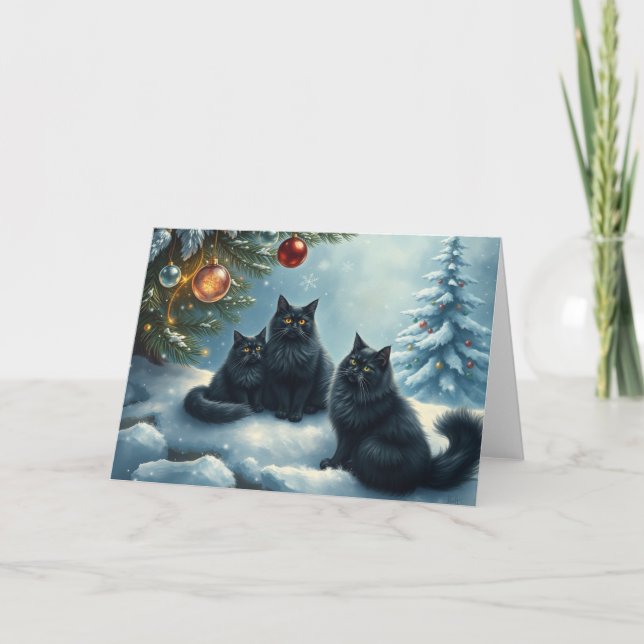 Christmas Cats Greetings Card (Front)