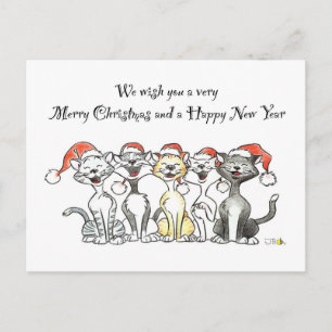 Christmas Cats Holiday Greeting   Postcard