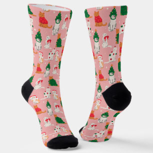 Christmas Cats in Festive Attire Pattern Socks