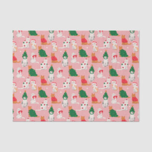 Christmas Cats in Festive Attire Pattern Tissue Paper