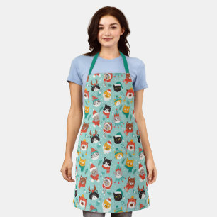 Christmas Cats in Holiday Sweaters Pattern Apron