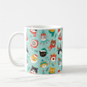 Christmas Cats in Holiday Sweaters Pattern Coffee Mug