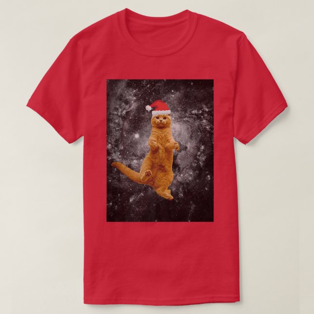Christmas Cats In Space Astral Cosmic Design Galay T-Shirt (Design Front)