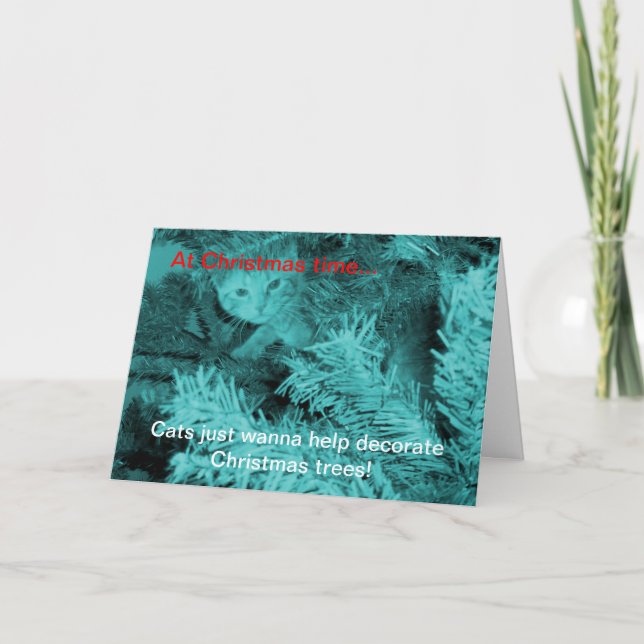 Christmas Cats Just Wanna Greeting Card (Front)