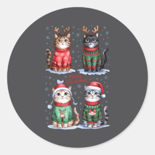 Christmas Cats _ Merry Christmas Cats Graphic  Classic Round Sticker