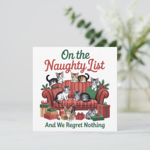 Christmas Cats On The Naughty List 90s Retro Cat Holiday Card