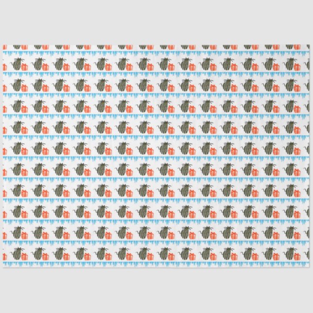 Christmas Cats, Presents and Ice Cicles Tissue Paper (Front)