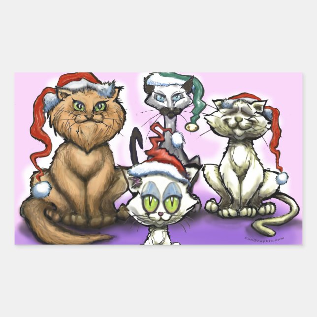Christmas Cats Rectangular Sticker (Front)