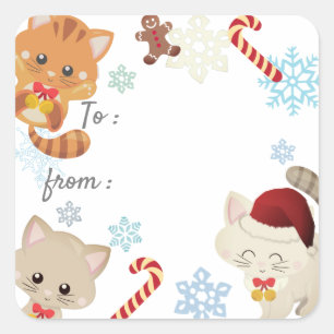 Christmas Cats, Snowflake Pattern Holiday Gift Tag